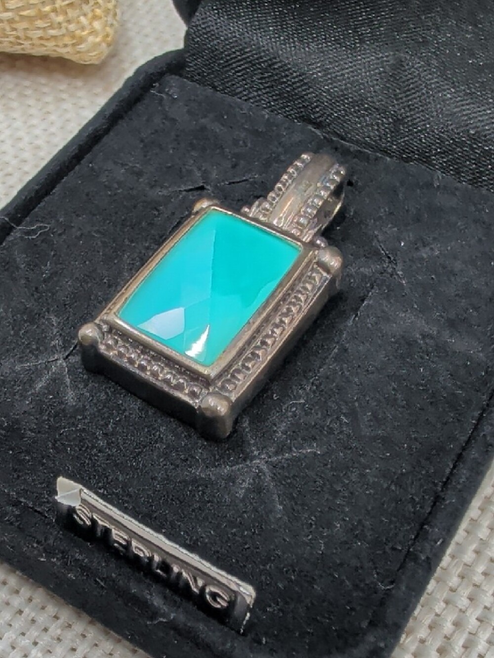 Whitney Kelly WK 925 Sterling Silver Turquoise Doublet Pendant Estate - Picture 15 of 17